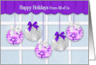 Christmas Window Pane From All of Us Snowing Purple Decorations card