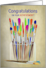 Congratulations Artist Assortment of Brushes in Jar with Paint on Tip card