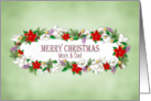 Christmas Mom and Dad Floral Border Including Poinsettias card