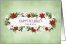 Happy Holidays From All of Us Business Floral Border with Poinsettias card