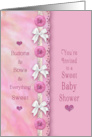 Baby Shower for Girl Invitation Buttons Bows Everything Sweet and Pink card