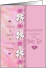Congratulations Baby Girl Buttons Bows Everything Sweet and Pink card