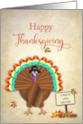 Thanksgiving Large Turkey Wearing Pilgrim Hat Wingspread Humor card