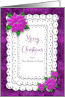 Christmas From Our Home to Yours Purple Poinsettias and Lace card