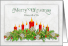 Christmas From All of Us Red and White Lit Candles and Decorations card