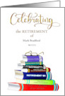 Retirement Party Invitation with Name Insert Stack of Self-Help Books card