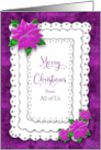 Christmas From All of Us Purple Poinsettias on Faux Lace card