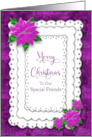 Christmas For Special Friends Purple Poinsettias on Faux Lace card