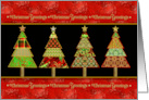 Christmas Greetings Lineup Christmas Trees Different Colorful Patterns card