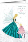 Birthday 4th For Girl Magical Fairy Lighting Candles on Decorated Cake card