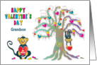 Valentines Day Grandson Monkey and Hearts Tree Kaleidoscope Collection card