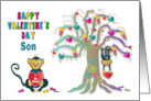 Valentines Day Son Monkey Hearts Tree Kaleidoscope Collection card