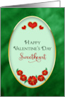 Valentines Day Sweetheart Unique Red Heart Flowers Oval Inset card