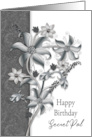 Birthday Secret Pal Shades of Gray Floral Arrangement card