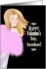 Valentines Day Sweetheart Husband Lady In Pink Boa Wrap card