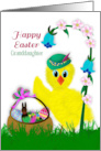 Easter Granddaughter Large Happy Yellow Chick with Easter Basket card