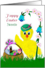 Easter Sweetie For Child Large Happy Yellow Chick with Easter Basket card