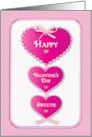 Valentines Day Sweetie Fuchsia Hanging Decorative Hearts card