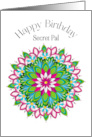 Birthday Secret Pal Floral Motif in Fuchsia Blue Flowers card