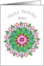 Birthday Mother Floral Motif in Fuchsia Blue Flowers card