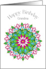 Birthday Grandma Floral Motif in Fuchsia Blue Flowers card