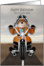 Birthday Cool Son Bulldog Riding Motorcycle on Highways card