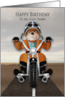 Birthday Cool Husband Bulldog Riding Motorcycle on Highways card