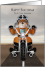 Birthday Cool Nephew Bulldog Riding Motorcycle on Highways card