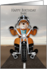Birthday Babe Bulldog Riding Motorcycle on Highways card