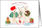 Christmas From All of Us Polar Bear Family of Four Dressed Up Gifts card