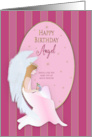 Birthday Angel Sweet Angel Sitting with in Oval with Flowers card