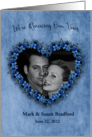 Vow Renewal Invitation Blue Roses Heart Photo and Name Insert card