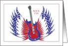 Patriotic Rock Event Invitation Electric Guitar Wings Stars Red Blue card