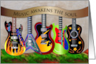 Music Awakens the Soul Notecard Collection of Guitars in Bold Colors card