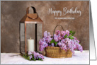 Birthday Someone Special Copper Lantern Basket of Lilacs card