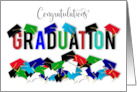 Congratulations Graduation Day Assortment of Colorful Graduation Caps card
