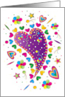 Birthday Abstract Colorful Hearts and Confetti card