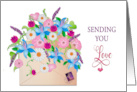 Thinking of You by Sending Bouquet of Flowers Inside Envelope card