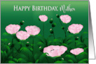 Birthday Mother Lush Green Meadow of Pink Poppy Flowers card