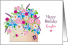Birthday Daughter Colorful Flower Arrangement Inside Envelope card