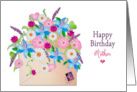 Birthday Mother Colorful Flower Arrangement Inside Envelope card