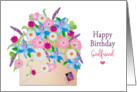Birthday Girlfriend Colorful Flower Arrangement Inside Envelope card