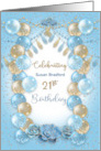21st Birthday Party Invitation Blue and Gold Balloons Name Insert card