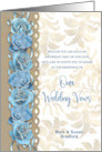 Renewing Wedding Vows Elegant Blue Roses Name Tapestry Background card
