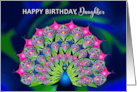 Birthday Daughter Beautiful Abstract Peacock in Many Bright Colors card