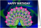 Birthday Beautiful Abstract Peacock Many Bright Colors card