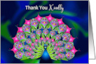 Thank You Beautiful Abstract Peacock Many Bright Colors card