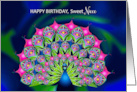 Birthday Niece Beautiful Abstract Peacock Many Bright Colors card