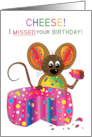 Belated Birthday Adorable Mouse Eating Cheese Kaleidoscope Collection card