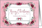 Christmas Grandma and Grandpa Poinsettias Pink and Burgundy Flowers card